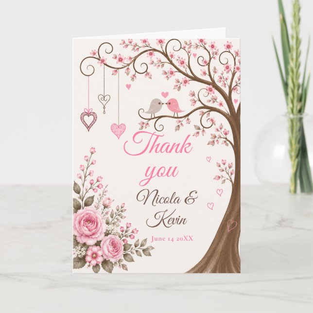 Tarjeta De Agradecimiento Fiesta de Compromiso Blush Blossom (Anverso)