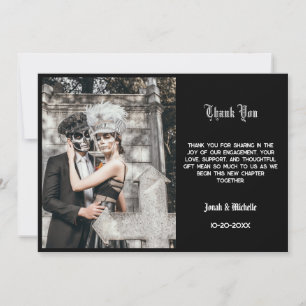 Tarjeta De Agradecimiento Fiesta de Compromiso Negro Día de los Muertos