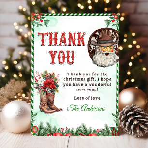 Tarjeta De Agradecimiento Fiesta de Cowboy Santa Navidades