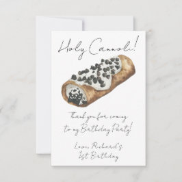 Tarjeta De Agradecimiento Fiesta de cumpleaños 1 año con Cannoli acuarela