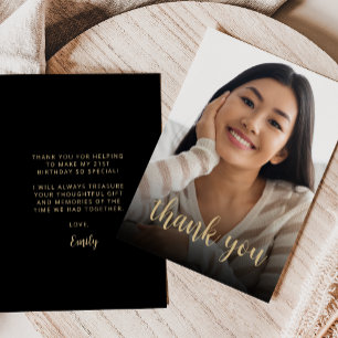 Tarjeta De Agradecimiento Fiesta de cumpleaños 21 personalizada con foto en