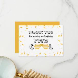 Tarjeta De Agradecimiento Fiesta de cumpleaños 2 de TWO Cool Sunglass