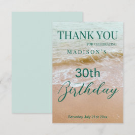 Tarjeta De Agradecimiento Fiesta de Cumpleaños 30 en la Playa