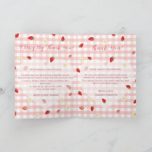 Tarjeta De Agradecimiento Fiesta de cumpleaños 3 de Berry Sweet Strawberry