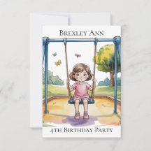 Fiesta de Cumpleaños 4 años Niña en un Columpio