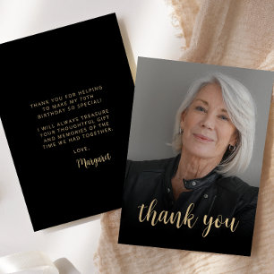 Tarjeta De Agradecimiento Fiesta de cumpleaños 70 con foto personalizada