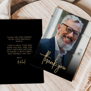 Tarjeta De Agradecimiento Fiesta de Cumpleaños 70 Personalizada con Foto en 