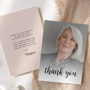 Tarjeta De Agradecimiento Fiesta de cumpleaños 70 personalizada con foto ros