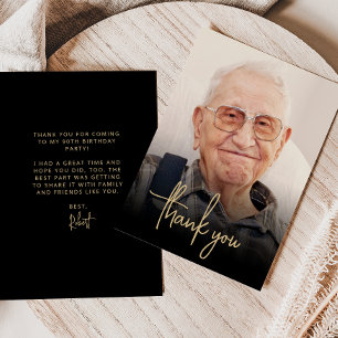 Tarjeta De Agradecimiento Fiesta de cumpleaños 90 personalizada con foto en 