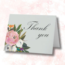 Tarjeta De Agradecimiento Fiesta de cumpleaños 90th Floral pintada a mano