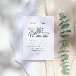 Tarjeta De Agradecimiento Fiesta de cumpleaños azul Robot