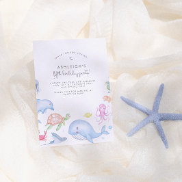 Tarjeta De Agradecimiento Fiesta de Cumpleaños Bajo El Mar Gracias