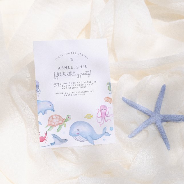 Tarjeta De Agradecimiento Fiesta de Cumpleaños Bajo El Mar Gracias (Subido por el creador)