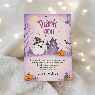 Tarjeta De Agradecimiento Fiesta de cumpleaños caprichosa de Halloween