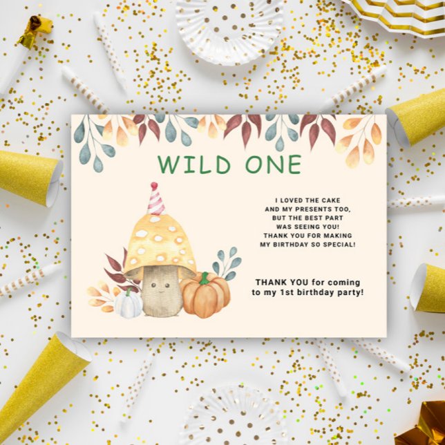 Tarjeta De Agradecimiento Fiesta de cumpleaños con acuarela de amanita musca (Subido por el creador)