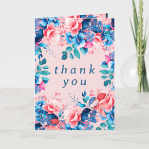 Tarjeta De Agradecimiento Fiesta de cumpleaños con acuarela Floral de acuare