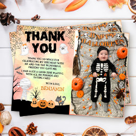 Tarjeta De Agradecimiento Fiesta de cumpleaños con disfraces de Halloween pa