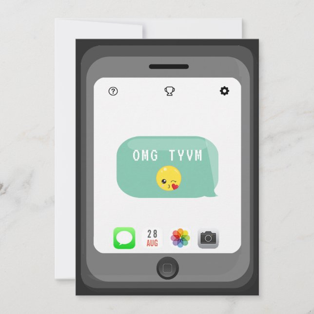 Tarjeta De Agradecimiento Fiesta de Cumpleaños con Emojis (Anverso)