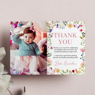 Tarjeta De Agradecimiento Fiesta de cumpleaños con flores silvestres - Tarje