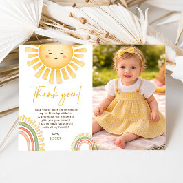 Tarjeta De Agradecimiento Fiesta de cumpleaños con foto de sol y arcoíris