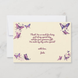 Tarjeta De Agradecimiento Fiesta de cumpleaños con mariposas