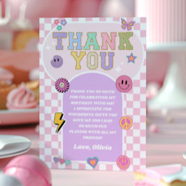 Tarjeta De Agradecimiento Fiesta de Cumpleaños con Parche Varsity Retro Prep