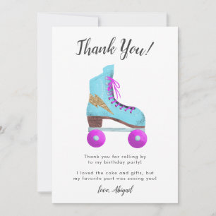 Tarjeta De Agradecimiento Fiesta de cumpleaños con patines de ruedas antiguo