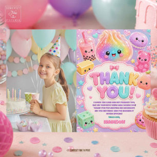 Tarjeta De Agradecimiento Fiesta de cumpleaños con Squishy Arcoíris Brillant