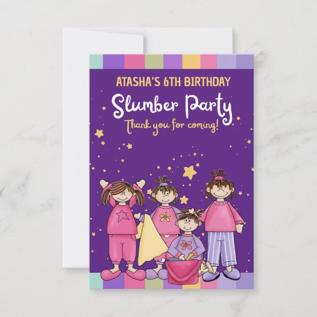 Tarjeta De Agradecimiento Fiesta de Cumpleaños con Sueño con Amigos Invitaci (Anverso)