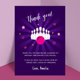 Tarjeta De Agradecimiento Fiesta de Cumpleaños con Tema de Bolos Estrellas R