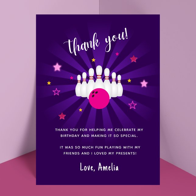 Tarjeta De Agradecimiento Fiesta de Cumpleaños con Tema de Bolos Estrellas R (Subido por el creador)