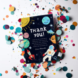 Tarjeta De Agradecimiento Fiesta de cumpleaños con tema espacial