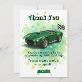 Tarjeta De Agradecimiento Fiesta de cumpleaños de 10 años coche de carreras 