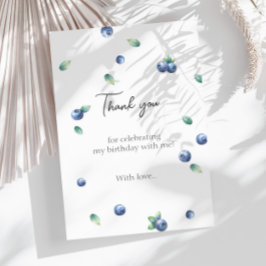 Tarjeta De Agradecimiento Fiesta de cumpleaños de arándanos, acuarela dulce 