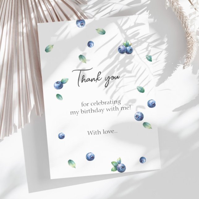 Tarjeta De Agradecimiento Fiesta de cumpleaños de arándanos, acuarela dulce  (Subido por el creador)