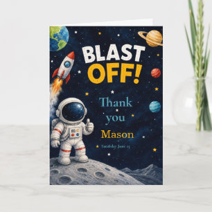 Tarjeta De Agradecimiento Fiesta de Cumpleaños de Aventura Espacial