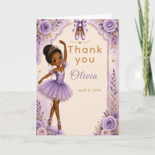 Tarjeta De Agradecimiento Fiesta de Cumpleaños de Bailarina Morada