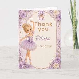 Tarjeta De Agradecimiento Fiesta de Cumpleaños de Bailarina Morada