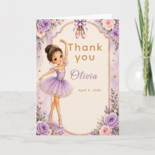 Tarjeta De Agradecimiento Fiesta de Cumpleaños de Bailarina Morada