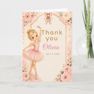Tarjeta De Agradecimiento Fiesta de cumpleaños de bailarina rosa