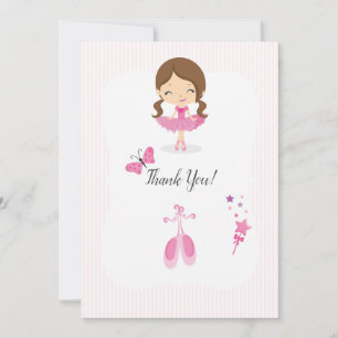 Tarjeta De Agradecimiento Fiesta de cumpleaños de bailarina rosa
