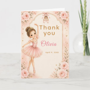 Tarjeta De Agradecimiento Fiesta de cumpleaños de bailarina rosa