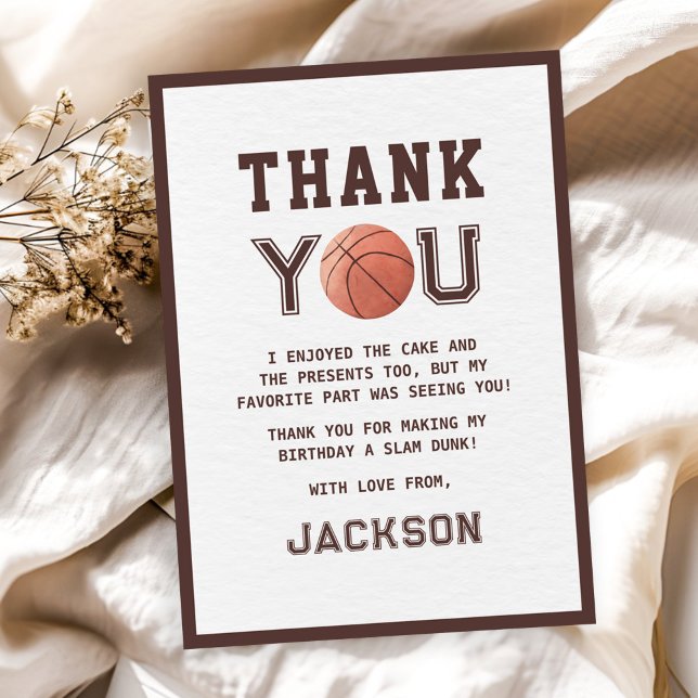 Tarjeta De Agradecimiento Fiesta de Cumpleaños de Baloncesto para Niños Acua (Subido por el creador)