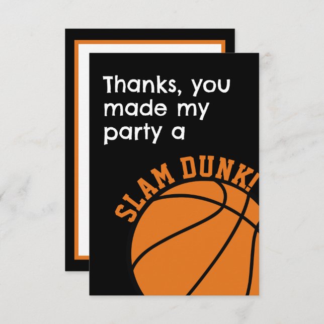 Tarjeta De Agradecimiento Fiesta de Cumpleaños de Baloncesto Slam Dunk  (Anverso / Reverso)