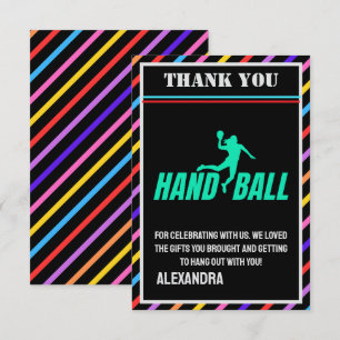 Tarjeta De Agradecimiento Fiesta de Cumpleaños de Balonmano, Jugadora de Bal