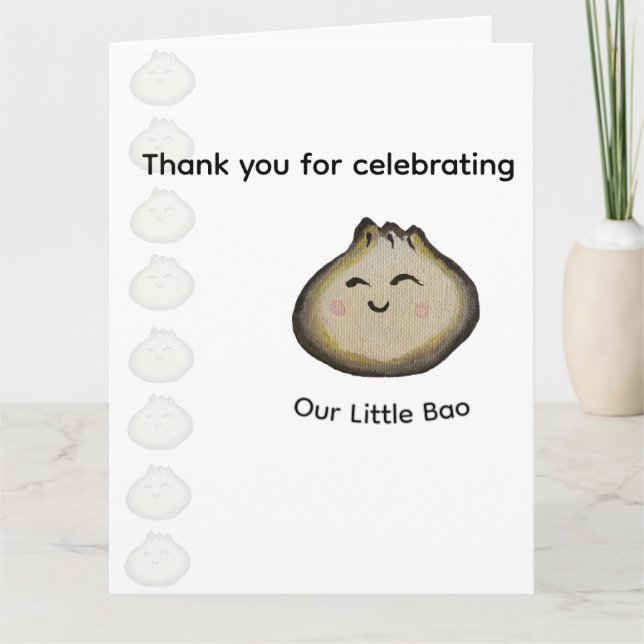 Tarjeta De Agradecimiento Fiesta de Cumpleaños de Bao Dumpling Gracias (Anverso)