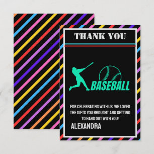 Tarjeta De Agradecimiento Fiesta de cumpleaños de béisbol, Jugadora de béisb