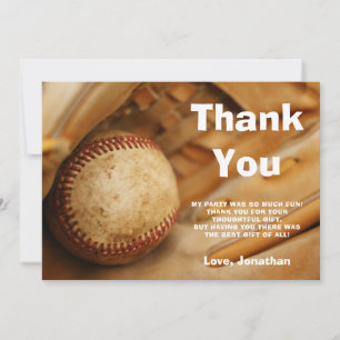 Tarjeta De Agradecimiento Fiesta de cumpleaños de béisbol para niños