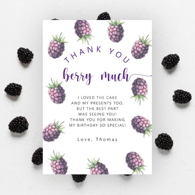 Tarjeta De Agradecimiento fiesta de cumpleaños de Blackberry gracias a berry (Subido por el creador)