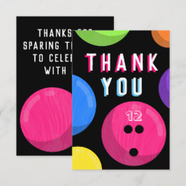 Tarjeta De Agradecimiento Fiesta de Cumpleaños de Bolos Bolos Cósmicos Neon 
